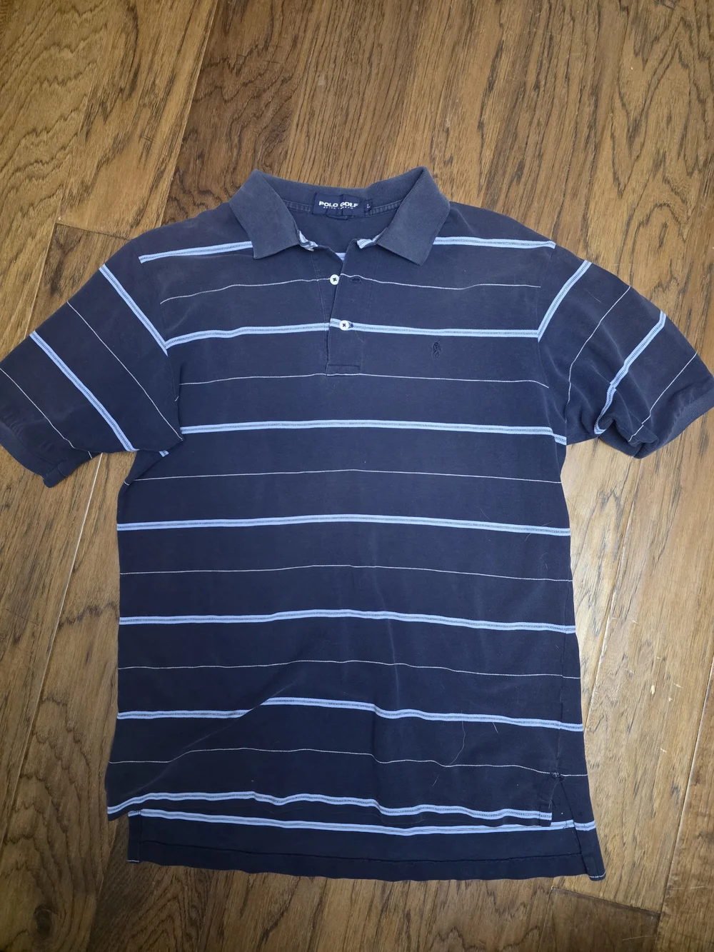 Ralph Lauren Navy Blue Polo with Light Blue Stripes